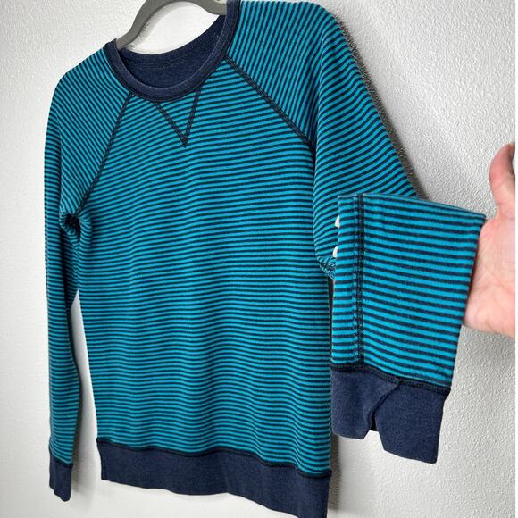 Lululemon Turquoise Gray Stripe Reversible Blue Gray Sweater Sweatshirt 6 - Picture 1 of 12
